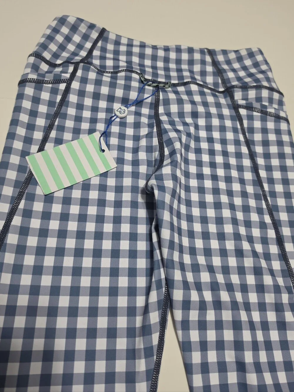 Prodoh Girl's Athletic Bluefin Gingham Leggings Sz M (10-12)